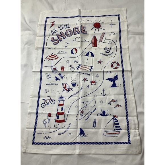 Sur La Table Kitchen Towel Beach Shore Nautical Theme - Picture 1 of 4